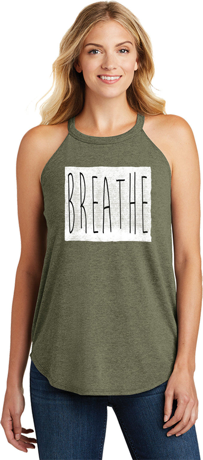 Womens Yoga Tank Top Breathe Triblend Rocker Tanktop - Picture 5 of 8