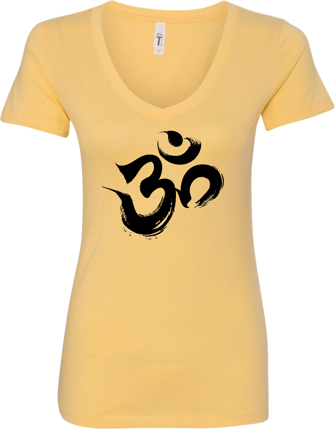 Womens Yoga Black Brushstroke AUM Blended V-neck