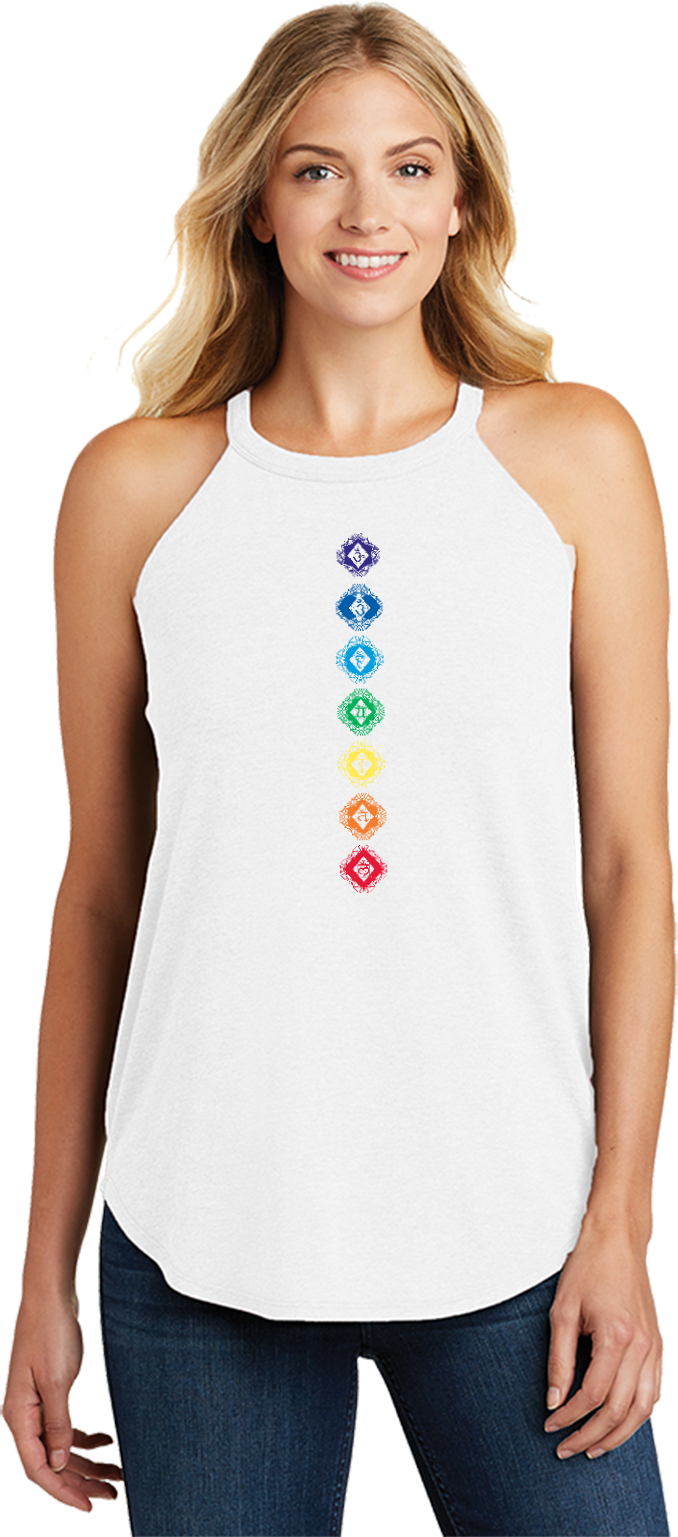 Womens Yoga Tank Top Diamond Chakras Triblend Rocker Tanktop - Picture 9 of 10